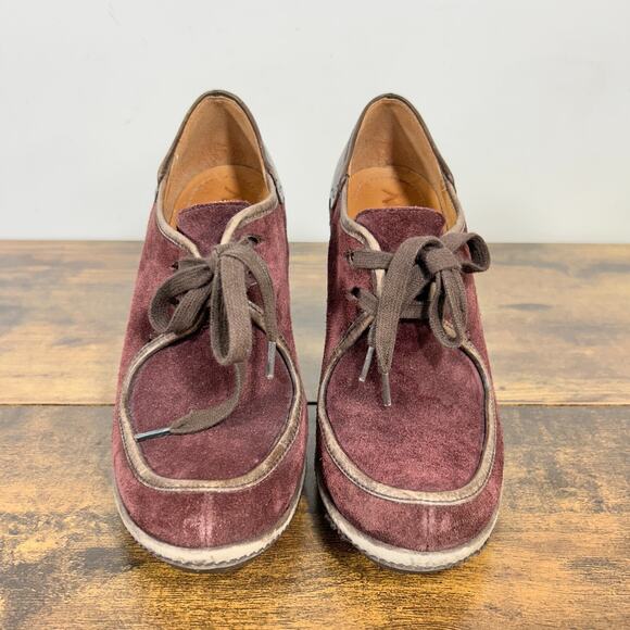 VTG Naya Mindy Genuine Suede Leather Mid Heel Round Toe Lace Shoes 7M Purple Y2k - Picture 3 of 8
